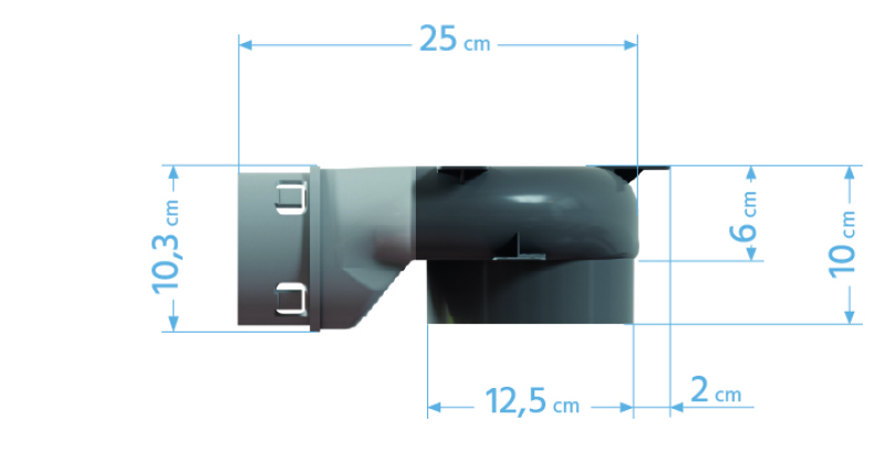 Wymiary skrzynki rozprężnej 2x90 sufitowej